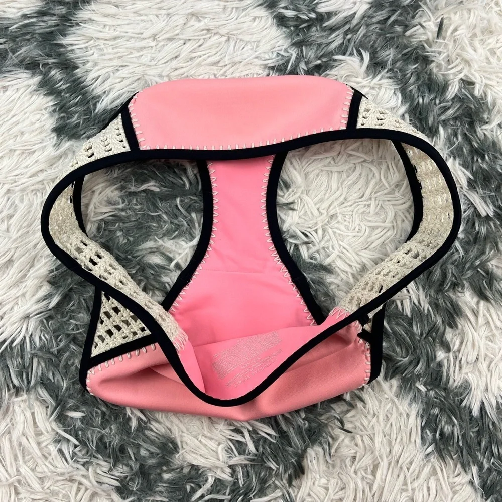 Victoria’s Secret Women’s Cheeky Bikini Bottom Peach Crochet Sides XL